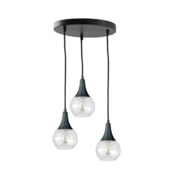 Luminosa Lighting Luminosa Lacrima Cluster Pendant Ceiling Light Black Transparent Glass Shade 3X E27 - thumbnail 1