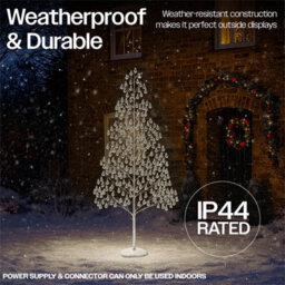 Xmas Haus 210Cm Outdoor Led Christmas Tree With Silver Balls Festive Light 1200 Warm White Leds, Copper Wire, Resin Base, 5M Cabl - thumbnail 4