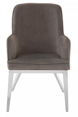 Orsina  Versatile Grey Velvet Dining Chair With Silver Finish Legs, Durable Dining Chair, Sleek Dining Chair - image 1