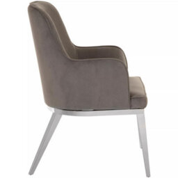 Orsina  Versatile Grey Velvet Dining Chair With Silver Finish Legs, Durable Dining Chair, Sleek Dining Chair - thumbnail 3
