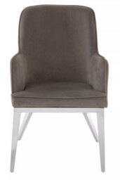 Orsina  Versatile Grey Velvet Dining Chair With Silver Finish Legs, Durable Dining Chair, Sleek Dining Chair