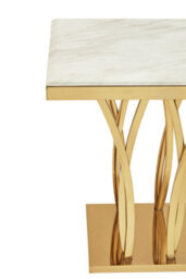 Orsina Stunning White Marble And Gold Side Table, Gold Polished Bedside Table, Square Shaped Table With Marble Top - thumbnail 5