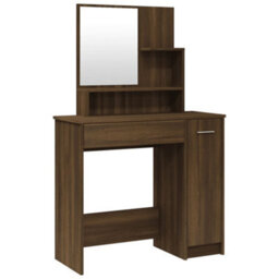 Vidaxl Dressing Table With Mirror Brown Oak 86.5X35X136 Cm - thumbnail 2