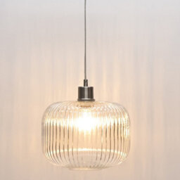 First Choice Lighting Set Of 2 Clear Ribbed Glass With Satin Nickel Kitchen Pendant Lights - thumbnail 6