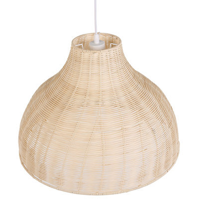 Wyld And Coco Natural Rattan Pendant Ceiling Lamp Wicker Bell Shade Boho Rustic Ambience, W50 X H117Cm - image 1