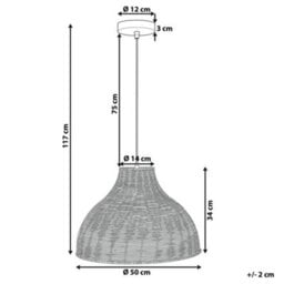 Wyld And Coco Natural Rattan Pendant Ceiling Lamp Wicker Bell Shade Boho Rustic Ambience, W50 X H117Cm - thumbnail 4