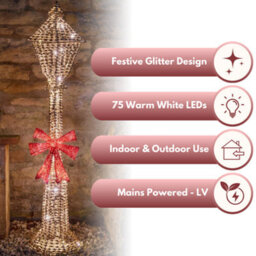 Marco Paul 1.2M Christmas Led Gold Lamp Post Decoration - thumbnail 4