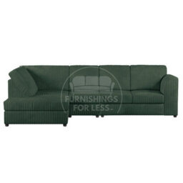 Furnishings For Less UK Luxor Green Jumbo Cord Large 5 Seater Corner Sofa Long Left Hand Facing - Full Back - thumbnail 1
