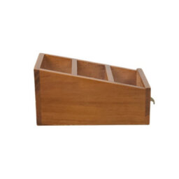 Wooden Storage Box 3-Grid Remote Control Holder Desktop Makeup Pens Organizer - thumbnail 4