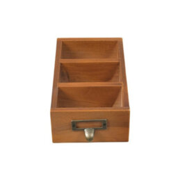 Wooden Storage Box 3-Grid Remote Control Holder Desktop Makeup Pens Organizer