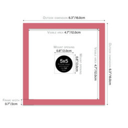 "5X5"" Pink Picture Frame - 5X5"" Square Frame With 1X1"" Mount For 5X5""/1X1"" Pictures Moderrn Style Thin Edge, 1 Pack" - thumbnail 2