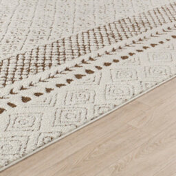 Livabliss Freud-Modern Ivory Brown High Pile Living Dining Bedroom Rug 120 X 170 Cm Easy Care, Non Shedding - thumbnail 3