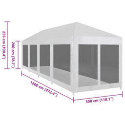Walplus Party Tent Garden Gazebo Canopy With 10 Mesh Sidewalls 12X3 M - thumbnail 6