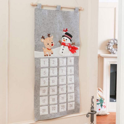 Dibor Christmas Countdown Wall Hanging Snowman Reindeer Advent Calendar - image 1