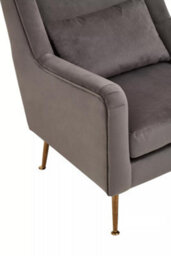 Orsina Grey Velvet Armchair For Lounge, Angular Gold Leg Chair With Velvet Upholstery For Living Room, Home - thumbnail 5