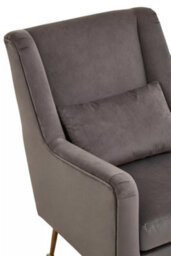 Orsina Grey Velvet Armchair For Lounge, Angular Gold Leg Chair With Velvet Upholstery For Living Room, Home - thumbnail 6