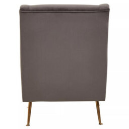 Orsina Grey Velvet Armchair For Lounge, Angular Gold Leg Chair With Velvet Upholstery For Living Room, Home - thumbnail 4