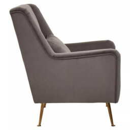 Orsina Grey Velvet Armchair For Lounge, Angular Gold Leg Chair With Velvet Upholstery For Living Room, Home - thumbnail 3