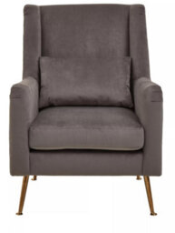 Orsina Grey Velvet Armchair For Lounge, Angular Gold Leg Chair With Velvet Upholstery For Living Room, Home - thumbnail 9