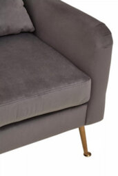 Orsina Grey Velvet Armchair For Lounge, Angular Gold Leg Chair With Velvet Upholstery For Living Room, Home - thumbnail 8