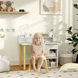 Aiyaplay Kids Desk And Chair Set For Studying, Reading, Drawing, Green - thumbnail 1