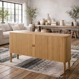 Wyld Haus Copenhagen Natural Oak Sideboard With 2 Tambour Doors