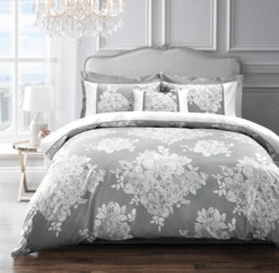 Sweet Dreams Silver Ascot Duvet Cover And Pillowcase Set Double - thumbnail 1
