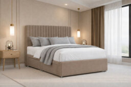 "Nexus Amalfi Mink Plush Divan Bed Base No Drawers With 26"" Strutted Headboard 6' Super King" - thumbnail 1