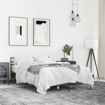 Berkfield Bed Frame Without Mattress Brown Oak 120X190 Cm Small Double - image 1