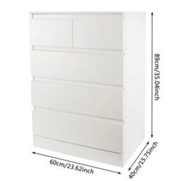 5 Drawer Modern Chest Of Drawers Bedroom Storage Cabinet Tall Dresser White - thumbnail 2