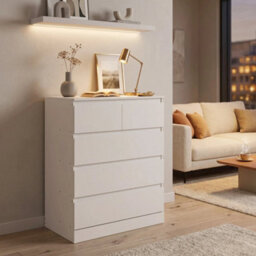 5 Drawer Modern Chest Of Drawers Bedroom Storage Cabinet Tall Dresser White - thumbnail 5