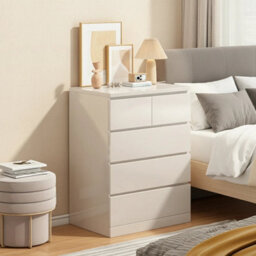 5 Drawer Modern Chest Of Drawers Bedroom Storage Cabinet Tall Dresser White - thumbnail 6