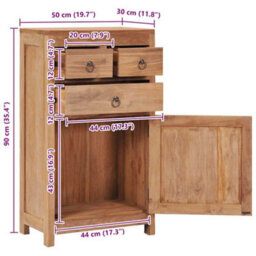 Vidaxl Sideboard 50X30X90 Cm Solid Teak Wood - thumbnail 3