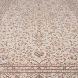 Loomed Traditional Floral Cotton Chenille Rug Cream Beige Machine Washable 120Cm X 170Cm - thumbnail 9
