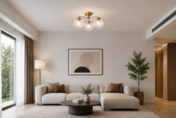 Cosylyte Finley Bathroom 3-Light Ribbed Glass Ceiling Light - Brass 26Cm - thumbnail 9