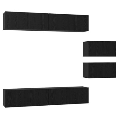 Berkfield Modern Tv Cabinet 6 Pcs Black Oak 80 X 30 X 30.5 Cm Engineered Wood - image 1