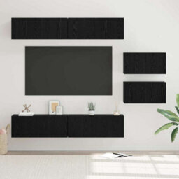 Berkfield Modern Tv Cabinet 6 Pcs Black Oak 80 X 30 X 30.5 Cm Engineered Wood - thumbnail 2