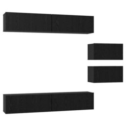 Berkfield Modern Tv Cabinet 6 Pcs Black Oak 80 X 30 X 30.5 Cm Engineered Wood - thumbnail 1