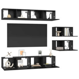 Berkfield Modern Tv Cabinet 6 Pcs Black Oak 80 X 30 X 30.5 Cm Engineered Wood - thumbnail 3