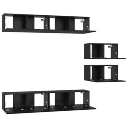 Berkfield Modern Tv Cabinet 6 Pcs Black Oak 80 X 30 X 30.5 Cm Engineered Wood - thumbnail 7