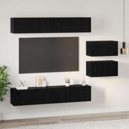 Berkfield Modern Tv Cabinet 6 Pcs Black Oak 80 X 30 X 30.5 Cm Engineered Wood - thumbnail 4