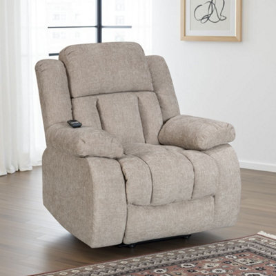 Chenille Beige Ontario Electric Riser Recliner - image 1
