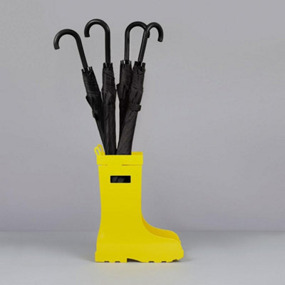 Balvi Yellow Wellington Boot Umbrella Stand With Metal Water Tray - image 1