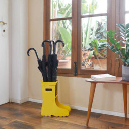 Balvi Yellow Wellington Boot Umbrella Stand With Metal Water Tray - thumbnail 3