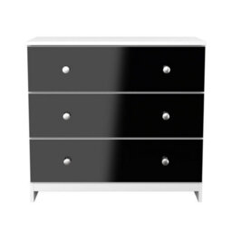 Portland 3 Drawer Chest Of Drawers In Black & White Matt (Ready Assembled) - thumbnail 2