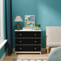 Portland 3 Drawer Chest Of Drawers In Black & White Matt (Ready Assembled) - thumbnail 1