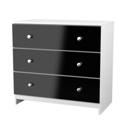 Portland 3 Drawer Chest Of Drawers In Black & White Matt (Ready Assembled) - thumbnail 4