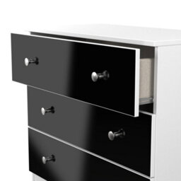 Portland 3 Drawer Chest Of Drawers In Black & White Matt (Ready Assembled) - thumbnail 6