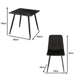 Urbn-Living Urbnliving 5Pcs Gloss White Modern Ceramic Top Dining Table & Yellow Velvet Chairs With Metal Legs - thumbnail 5