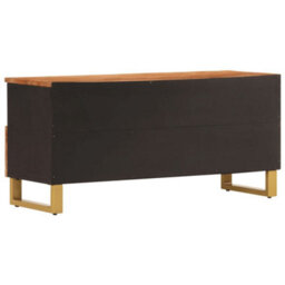 Berkfield Tv Cabinet Brown And Black 100X33.5X46 Cm Solid Wood Mango - thumbnail 6